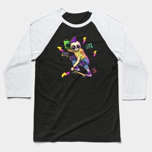 Punk Rock Skull Skateboarder Baseball T-Shirt